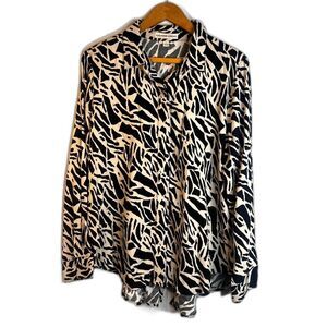 Alexander Jordan Animal Print Bold Statement Long Sleeve‎ Blouse Size Large